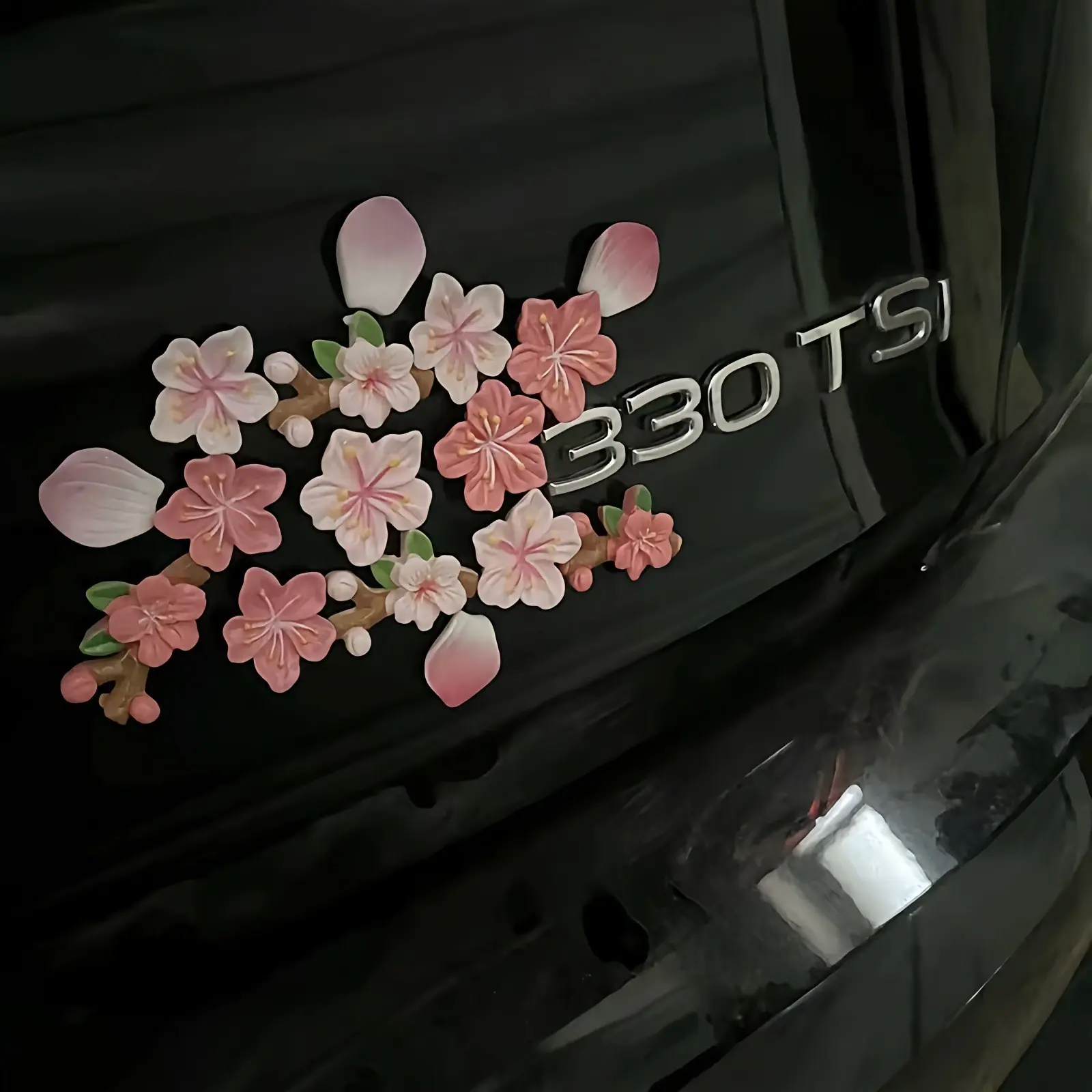 24 Counts 3D Sakura Car Stickers, Cherry Blossom Decal, Scratch Cover Tail Automotive Decoration, New Design for Cars, Motorcycles, Electric Vehicles, DIY Decorative Decals, Girly Car Accessories