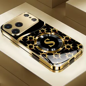 Lucky Golden Four-leaf Clover S Electroplated Gold Business High-end Design Phone Case for iPhone 17ProMax/17E/16Pro/15Plus/14ProMax/13/12/17Pro Christmas Gift High-end Feel Phone Protective Cover