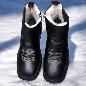 Women Winter Warm  Ankle Snow Boots Genuine Sheepskin Lining Water Splash-proof Durable Rubber Sole Women Footwear Comfort Shoe Girl