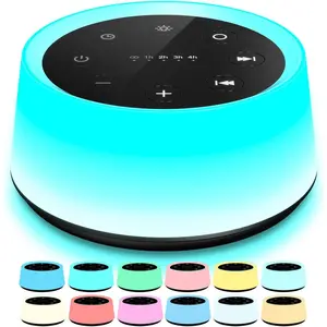 Sound Machine and White Noise Machine with 30 Soothing Sounds with 12 Colors Baby Night Light with Memory Function (Black)