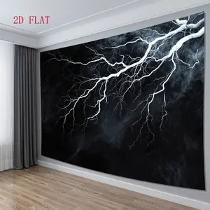 1 piece of composite textile, featuring a complex white lightning pattern and gray smoke - suitable for living room, party decoration, no electricity required, living room decoration |   Dynamic Design |   Durable fabric, wall hanging decoration
