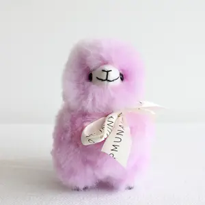 Cute Fluffy Llama Plushie - Handmade Alpaca Fur Stuffed Llama