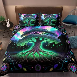 Aurora Tree Print Bedding Set, 1 Count Bedspread with Pillowcase, Soft Comfortable Bedding Set for Home Bedroom, Decorative Duvet Cover Sets