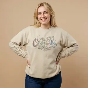 "Overthinker" Crewneck Sweatshirt | Floral Script Typography |Overthinker Funny Sweater, Aesthetic Cozy Sweatshirt, Comfy Winter Clothes for Women, House Pullover, Reader Crewneck, Humorous