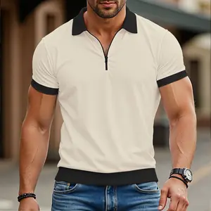 YYK 5-piece set Men's Luxury Color Block Polo Shirt, Spring Summer Casual Short Sleeve Top for Dating & Sports