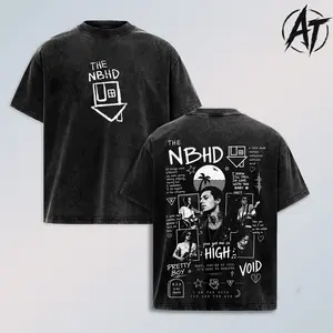 Vintage "The NBHD" Wourld Tour Acid Wash Heavy Cotton Oversize Unisex Indie Rock Band T-Shirt, Retro Y2K Dark Grunge Streetwear Top,(((((ultraSOUND))))) Album Music Merch for Fans, 2000s Alternative Collector Merch