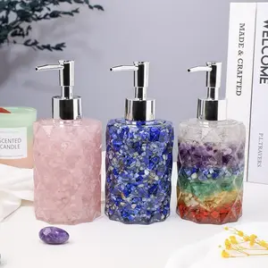 Crystal Pump Bottle Dispenser Shower Refillable Dispenser Soap Shampoo Pump Dispenser Containers with Pump Multipurpose for Cosmetic Kitchen Bathroom Natural Healing Crystal Gorgeous Stone Gemstone Jewelry Energy Girlfriend Souvenir Valentine Anniversary