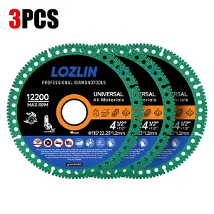LOZLIN 1PCS/3PCS 4.5Inch Diamond Cut-Off Wheels for Angle Grinder, Professional Grinding Discs for Metal, Rebar, Porcelain Tile, Granite & Marbl