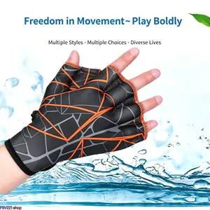 Lightweight Water Resistance Swim Gloves, Half-Finger Webbed Paddles, Breathable Hand Paddles for Swimming, Snorkeling & Surfing Ideal for Snorkeling, Surfing, Swimming, Water Sports, and Building Arm Strength