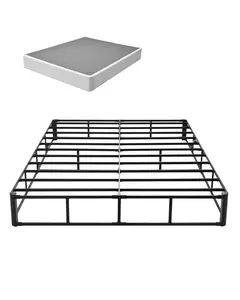 Box Spring And Queen Size Bed Frame With Washable Fabric Cover, Heavy Duty Metal Construction For Queen Bed, 9-Inch Mattress Foundation, 3500 Lbs Weight Capacity, Easy Assembly, 79.1 X 59.6 X 9.1 Inches