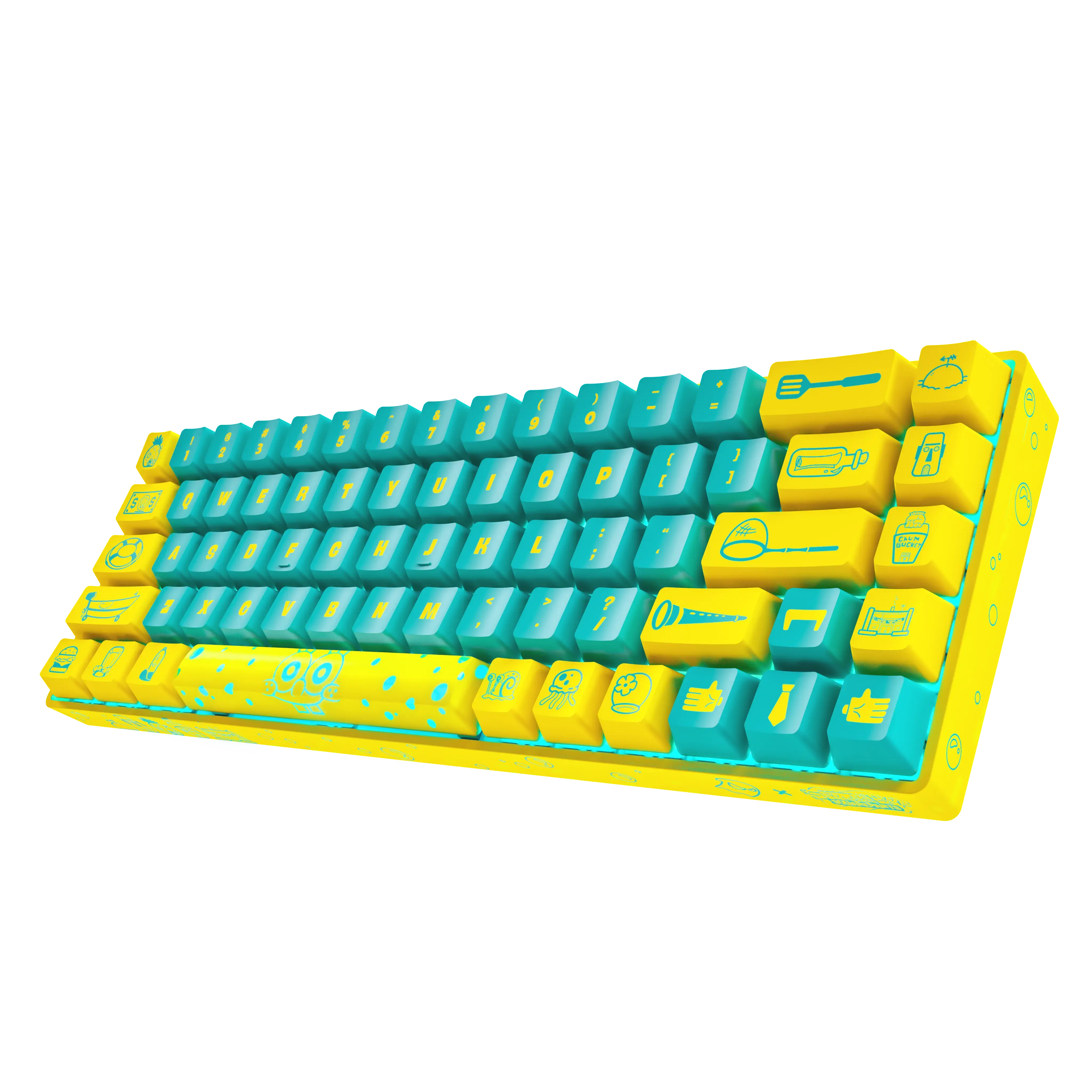 Banshee K68 HE Magnetic Switch Keyboard - Bikini Bottom Edition with Gateron Double-Rail Purple Switches, 8kHz Polling Rate, RGB LED Lighting, and Bluetooth 5.3 Connectivity