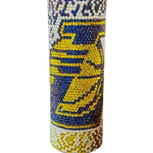 La Lakers 20oz Double Wall Stainless Steel Tumbler with Glass Rhinestones