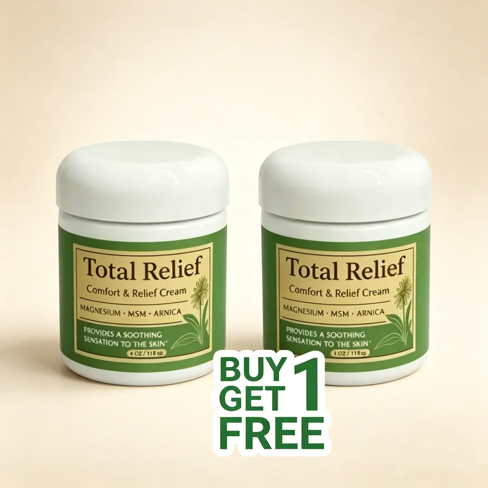 [Buy 1 Get 1 Free]Total Relief Magnesium Body Care Moisturizer - Fast-Absorbing MSM & Arnica Hydrating Lotion, Cosmetic for Healthy Nerves - 8 Fl Oz (Pack of 2)