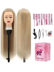 Training Head 28-Inch Synthetic Fiber Mannequin Head, DIY Braiding & Hairdressing Practice Tool, Hairdresser Tools, Unisex Adult Use, All Seasons