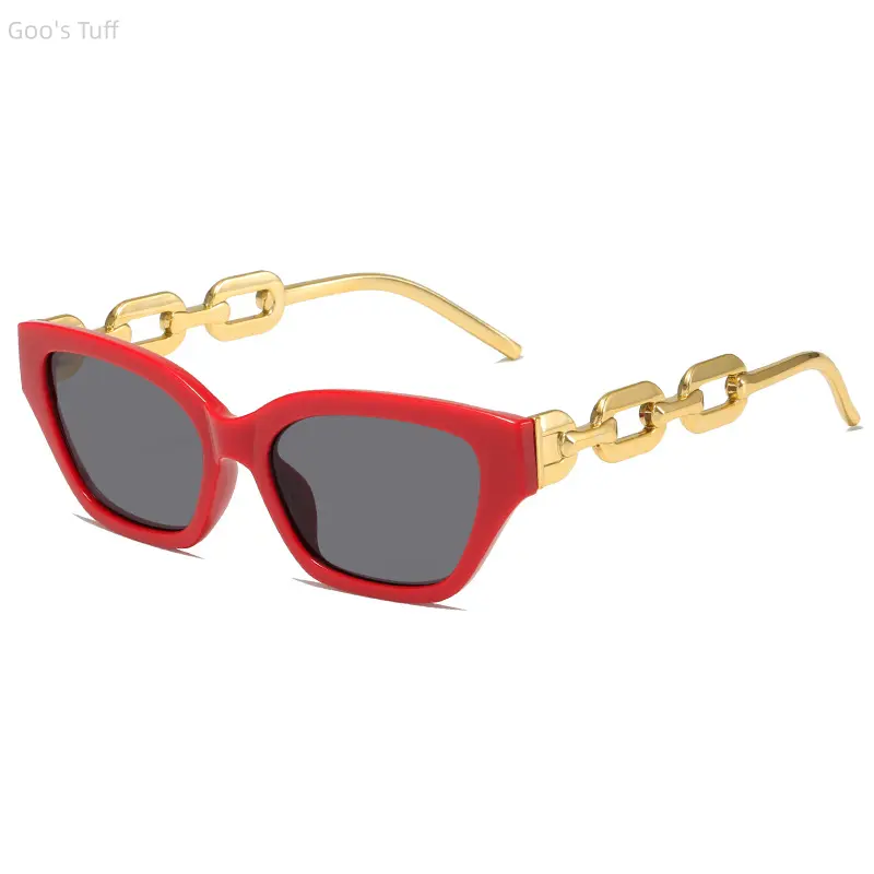 Women Cat Eye Sunglasses Trendy Chain Decor Small Big Frame Shades Fashion Eyewear For Daily Party Travel Beach Outdoor Street Style