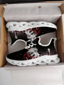 Unisex Dark Hot-Blooded Anime Style Trendy Casual Sneakers - Skin-Friendly Mesh, High Elastic Shock-Absorbing & Non-Slip for Daily Commute & Outdoor Wear