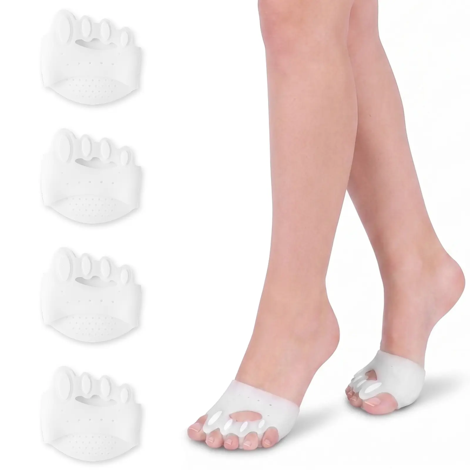 Silicone Toe Separators - Individual Gel Toe Spacers for Bunion Relief, Corrective Alignment for Overlapping Toes, Ultra-Soft Breathable Foot Cushion for Women & Men
