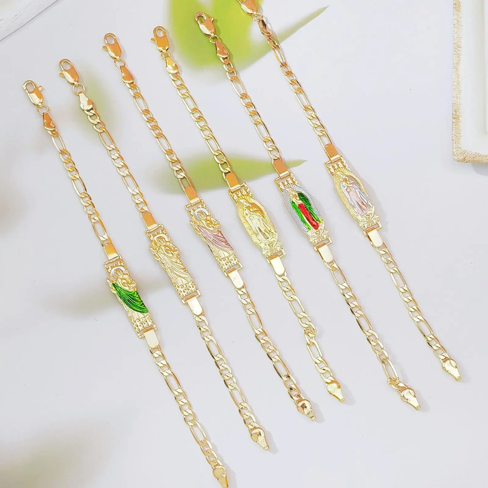 2026 New Guadalupe Virgin Mary Faith Sporty Sports Wristband, Copper Catholic Religious Jewelry, Durable Enamel Inlay, Ideal Gift for Baptism Communion, Sporty Sports Wristbands