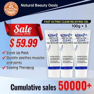 Clearzal  Soothing Cooling Gel 100g,  Relieving Body Gel, Cooling with Menthol and Frankincense, Cooling Massage Gel Cool and relax muscles, joints, waist, knees, shoulders and neck, and eliminate swelling [3 packs cycle pack]