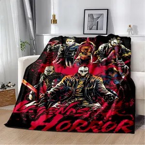Horror Movie Blanket, Halloween Blanket, Lightweight Flannel Blanket, Suitable For Use On Sofas And In Living Rooms, Family Halloween Decoration, A Gift For Mystery Lovers And Horror Movie Fans. Christmas Blanket.