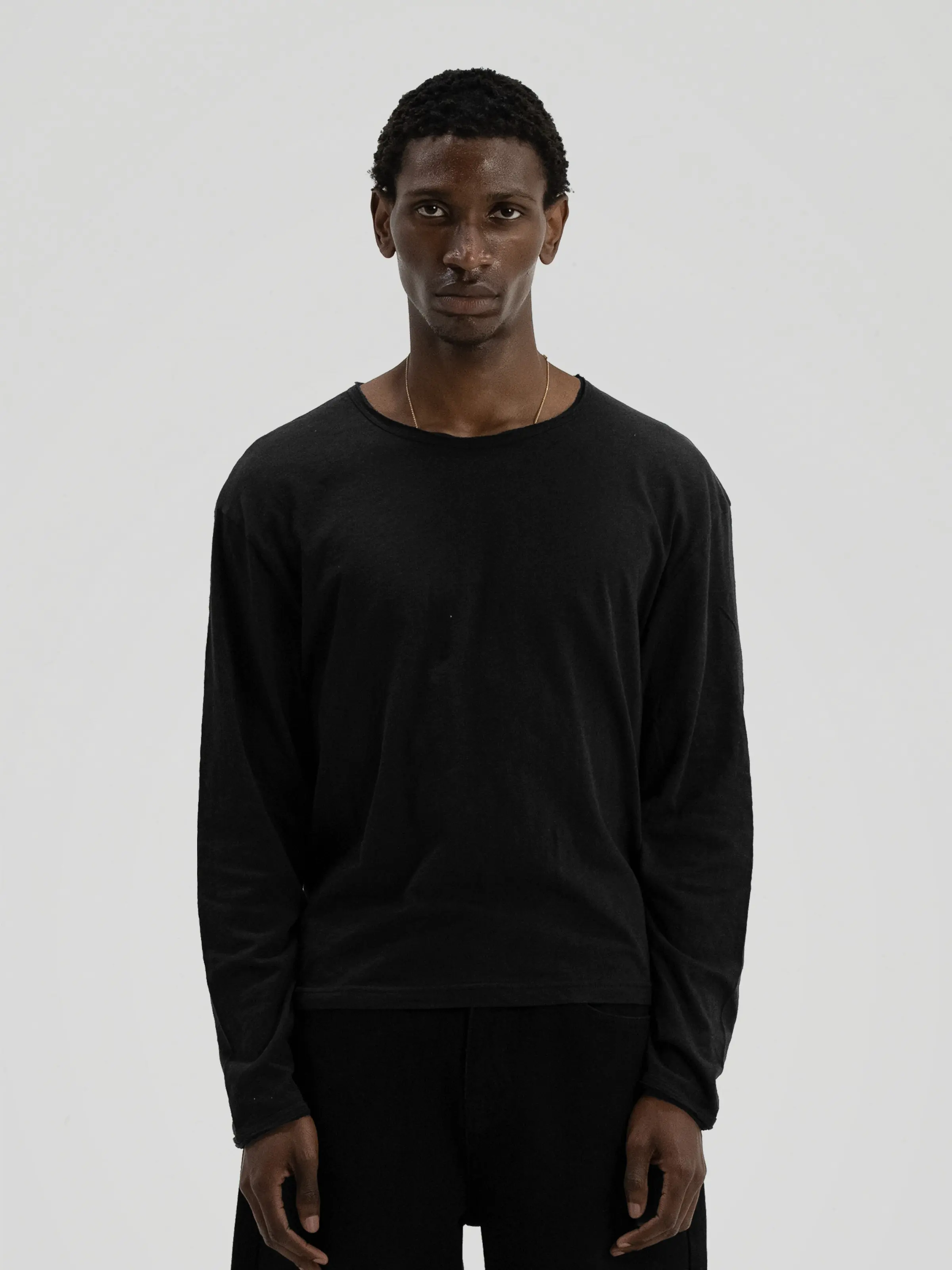 'Terrain' Black Slub Longsleeve Tee