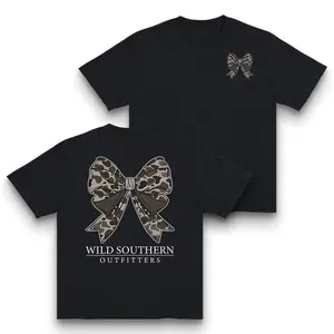 Vintage Camouflage Bow Hunting T-Shirt Southern Inspired Top Ideal for Everyday Casual Outfits Made In USA For Women [180G/230G 100% cotton short-sleeve/hoodie, soft and comfortable]
