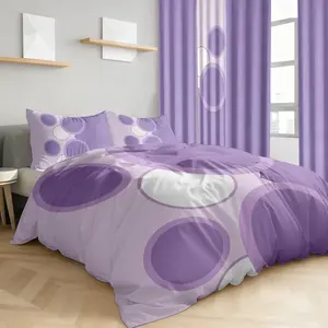Purple Geometric Dot Bedspread And Curtain Set Soft Microfiber Lightweight Quilt With Pillow Shams Matching Window Panels Modern Bedroom Refresh Autumn Decor Christmas Home Accents Queen King Cal King Machine Washable