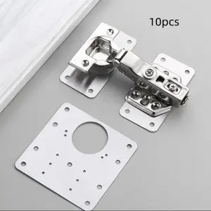 10 Pcs Stainless Steel Cabinet Door Hinges Repair Kit, Includes 60 Screws, Durable Replacement Set for Kitchen Cabinets