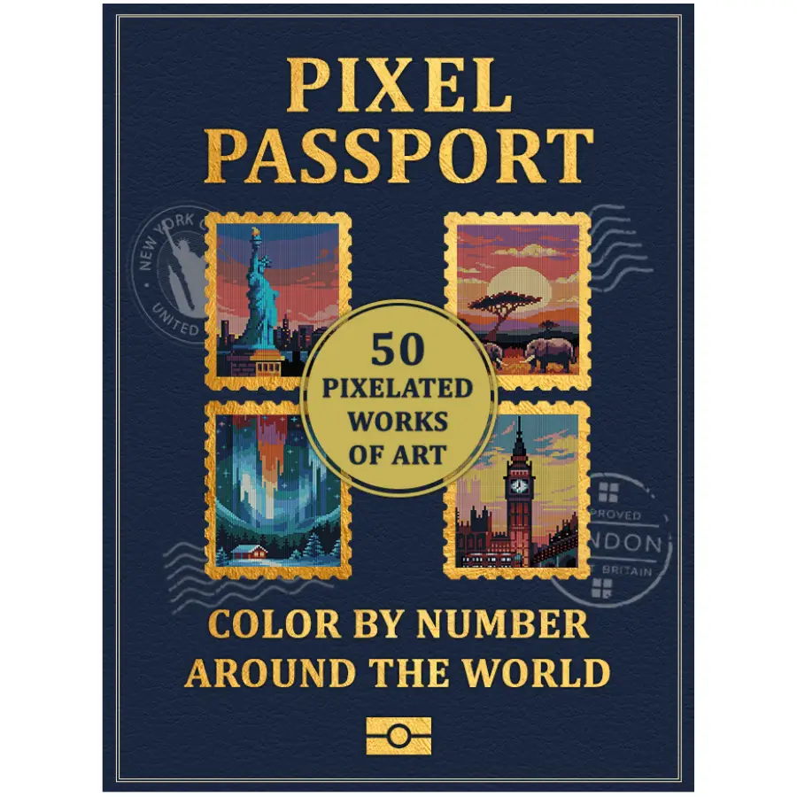 Pixel Passport Mystery Color By Number Coloring Book