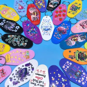 Random 50pcs UV DTF Wrap Motel Keychain Stickers Charms Ladybug