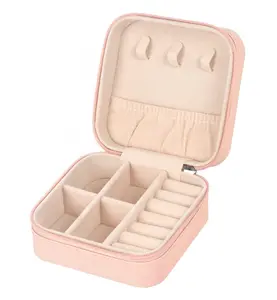 Travel Jewelry Case Small Jewelry Box Organizer Storage Portable PU Leather Mini Jewelry Travel Case for Girls Women Earrings Necklace Rings Bracelets