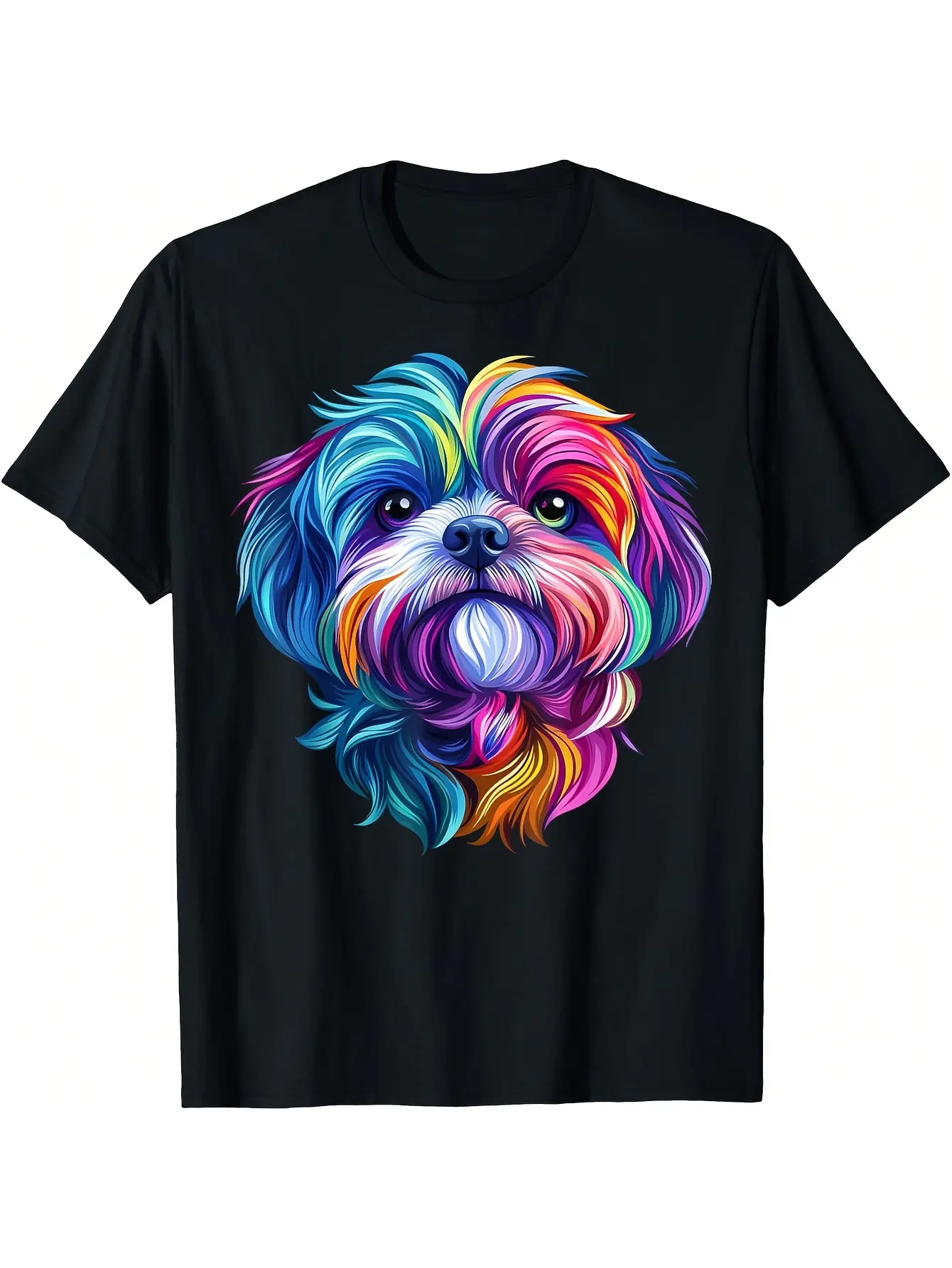 Adorable T-Shirt Featuring a Vibrant Shih Tzu Face unisex soft cotton short sleeve t shirt, vintage graphic casual tee for men women teens, perfect birthday holiday gift for camping travel gym daily street  wear