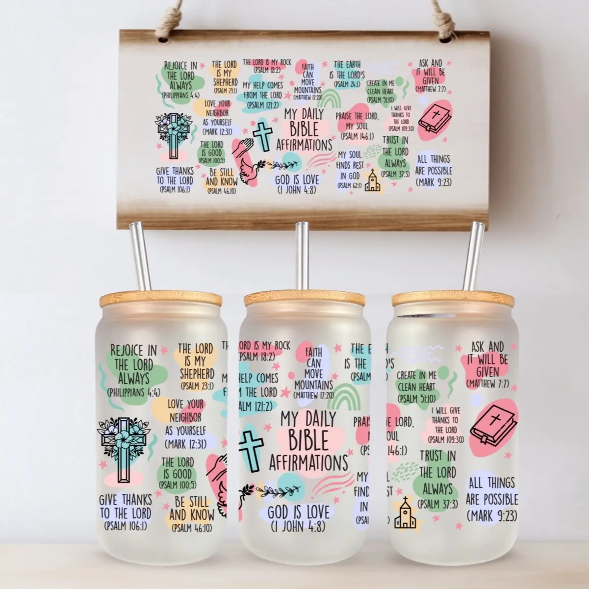 Bible affirmations Glass Cup