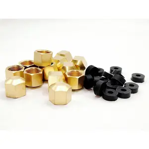 Pack of 15 Brass 1/4'' Compression Valve Cap Fitting for Sink Shut off Angle Stop Water Line Valve with Sealing Rubber Gasket Washer