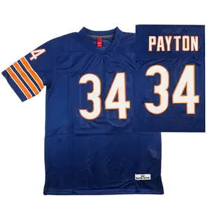 90s #34 Sewing embroidery letters and numbers Payton Outdoor sportswear Mesh Breathable Big Size S-3XL American football Jersey dark blue 1985