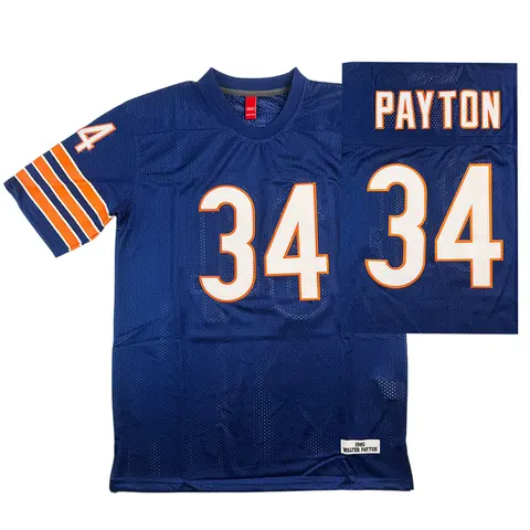 Men's Retro 90s Payton #34 Embroidered USA Football Game Outfit - Breathable Mesh, Quick Dry, Moisture Wicking V-Neck Short Sleeve Vintage Sportswear American Football Athletic Tops, Mens Clothing, Sizes S-3XL