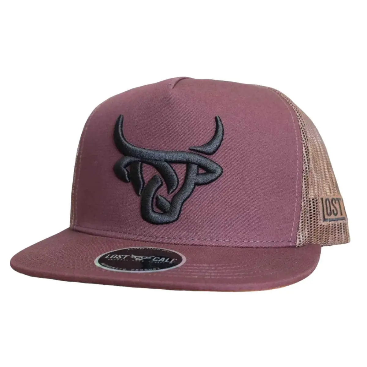 Lost Calf Unisex Ruger Flat Maroon Mesh Back Snapback Hats