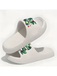 1 pair of cute frog slippers for Valentine's Day - non-slip indoor and outdoor home shoes, soft sole and upper, easy to put on and take off, comfortable couple's style, suitable for casual wear in all seasons