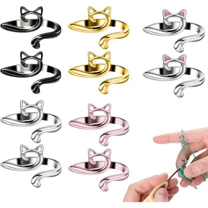 10 count Crochet Rings for Tension Control - Adjustable Yarn Guide Ring with  Ear Design - 5 Colors Metal Finger Ring for  Crocheting ( Gifts for Crafters/Mothers/Grandmas)