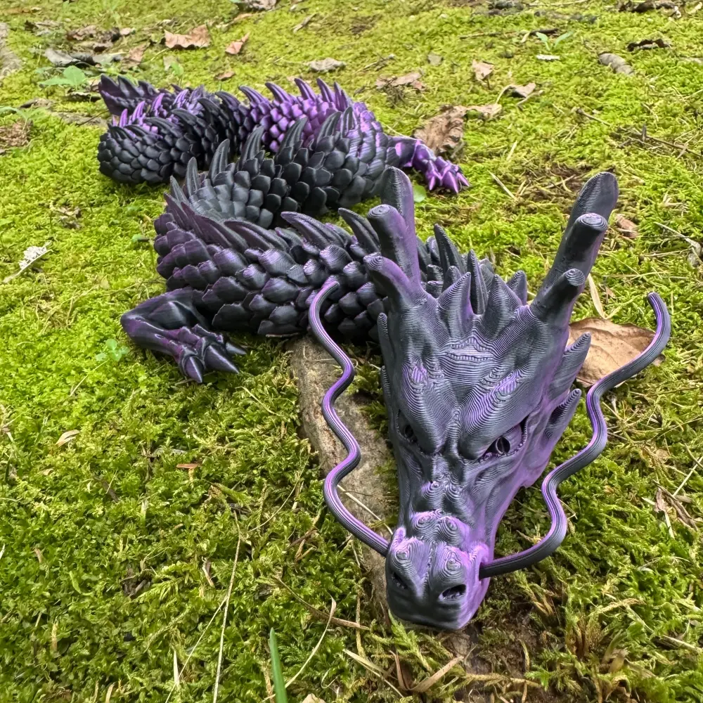 35.43 Inch 3D Printed Giant Dragon Collectible Doll Statue, Black Purple, Unique Halloween Decoration, Best Friend Birthday Gift, Decorative Collectibles, Home Decoration Desktop Decoration, Great Gift Ideas, Graduation Gift, Lightweight Statue