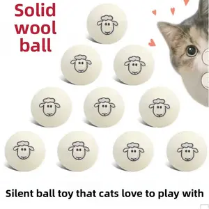 3pcs Three-Pack Wool Plush Silent Self-Entertainment Durable Interactive Teasing Cat Ball with Sheep Design Cat Enrichment Toy