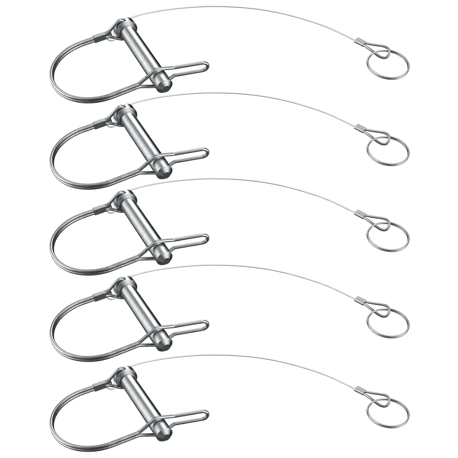 5 count Trailer Coupler Pin 5/16x /4WxL Prevents Loss Trailer Hitch Locking Pin with Plastic Coating Tether Steel Quick Release Ring for Shaft Trailer Tongue