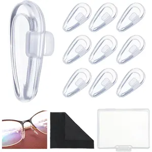 5 Pairs Eyeglass Nose Pads Push in Nose Pads for Eyeglasses  Air Chamber Eye Glasses Noses Pad Non Slip Replacement Noses  with Cleaning Cloth (Clear,14.2mm)