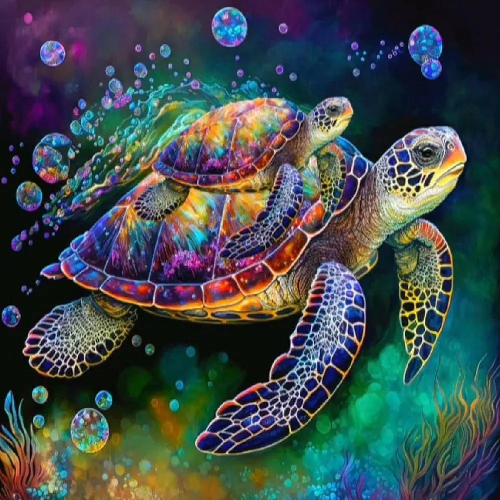 Sea ​​Turtle Pattern DIY Diamond Arts Colorful Painting Without Frame, 5D Diamond Arts Colorful Painting Kits For Adults & Kids, DIY Decor Painting Fo