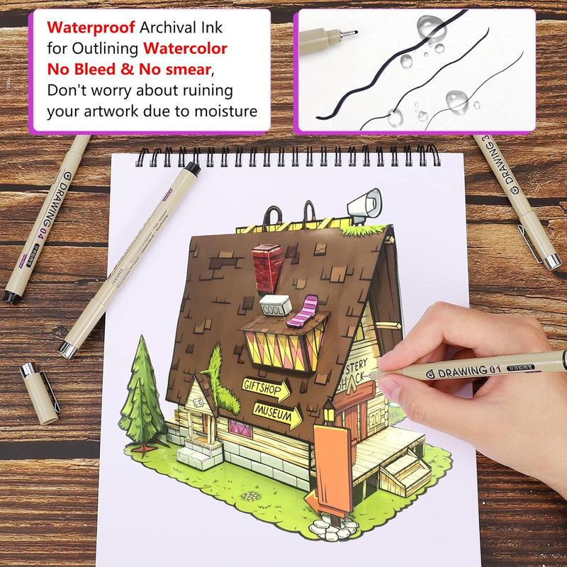 Drawing Pens Fineliner Art Pens: 12 Black Fine Line Markers Art Supplies Adults Artist Sketch Archival Ink Watercolor Inking Fine Liner Manga Sketching Zentangle Stuff Micron Pen Set Drawing Pens Fineliner Art Pens: 12 Black Fine Line Markers Art Supplies Adults Artist Sketch Archival Ink Watercolor Inking Fine Liner Manga Sketching Zentangle Stuff Micron Pen Set