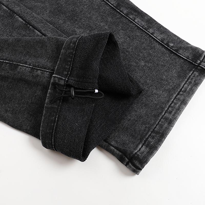 Women's Vintage High-Waisted Baggy Sweatpants - Distressed Wash, Loose Straight Wide-Leg, Drawstring Elastic, Light Cotton Blend, Basic Minimalist Casual Outdoor Pants for Back to School