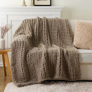 Battilo | Handmade Cable Knit Crochet Blanket, Spring Cozy Rope Knot Throw Blankets for Couch Home Decor,50"x60" Summervibes