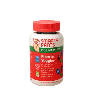 SmartyPants Kids Fiber & Veggies Supplement with Prebiotic Inulin & Organic Green Veggie Blend for Regular Digestion in Kids 4+ Healthy Dietary Fiber Support - Natural Kale & Spinach