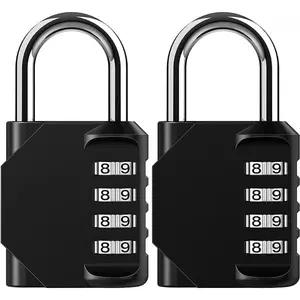 2 Pack Combination Lock 4 Digit Locker Lock Outdoor Waterproof Padlock for School Gym Locker, Sports Locker, Fence, Toolbox, Gate, Case, Hasp Storage (Black)