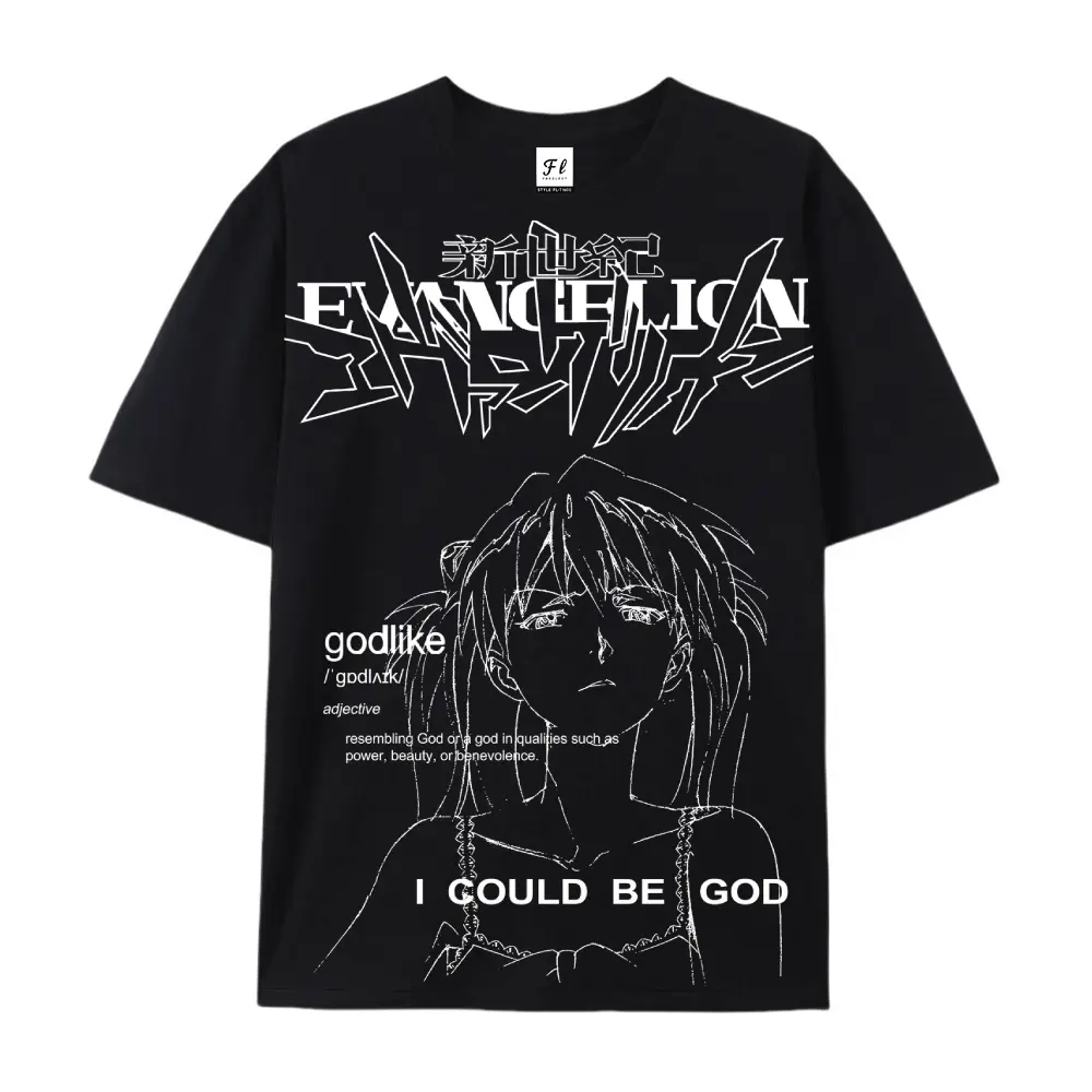 Oversized Casual Evangelion Asuka Langley & Unit 02 Anime Tee 100% Cotton Tshirt Streetwear Graphic Unisex Outfit Retro Otaku Gift